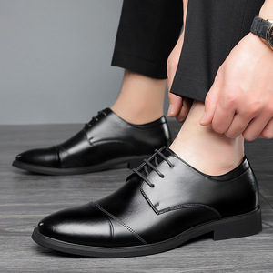 Zapatos Oxford de Cuero Genuino para Hombre, con Punta Puntiaguda, con Cordones, para Bodas de Otoño, que Aumentan la Altura, Cómodos para Vestir Formalmente - Product Image 2