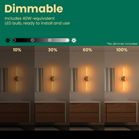 Applique murale LED moderne de luxe E26 à double tube, corps en acier brossé doré, dimmable, pour chambre à coucher, salon, hôtel, éclairage décoratif