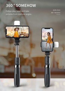 Bán Buôn L02S Có Thể Gập Lại <span class=keywords><strong>Tripod</strong></span> <span class=keywords><strong>Monopod</strong></span> Ảnh Tự Sướng Gậy Màu Xanh Răng Với Màn Trập Không Dây Điện Thoại Di Động Ảnh Tự Sướng Stick Với Điền Ánh Sáng - Product Image 5