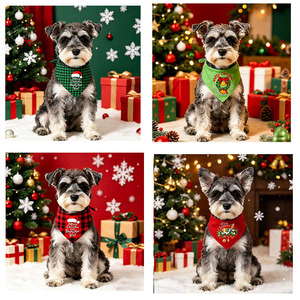 Bandana de Noël pour chien, écharpe triangulaire douce, réglable, imperméable, accessoire pour animaux de compagnie pour l'hiver et les fêtes, pour chiens et chats - Product Image 2