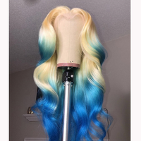 Perruque arc-en-ciel ombré, Blond cendré, rose, cheveux vierges crus, Lace HD transparente, Body Wave