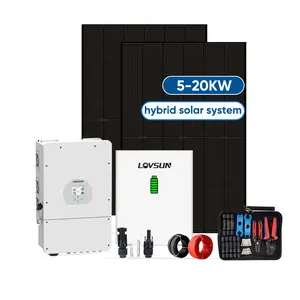 Sistema pv solare 20kw 12kw 10kw 3 fase ibrido inverter batteria solida solare sistema di casa piano sistema di energia solare