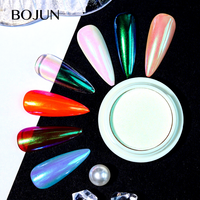 Poudre acrylique à paillettes Bojun TB Chrome Effet Miroir Brillant Solide Motif Hexagonal Liquide pour Salon de Manucure Certifiée CE