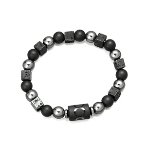 Bracciale con Pietre dei 12 Segni Zodiacali Europei e Americani, Bracciale con Perline di Ossidiana e <span class=keywords><strong>Pietra</strong></span> Vulcanica Quadrata, Vendita all'Ingrosso - Product Image 5