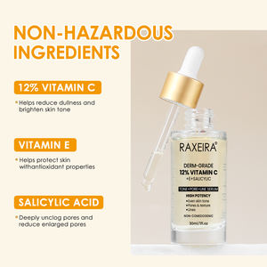 Suero Facial con 12% de Vitamina C con Ácido Hialurónico y Ácido Salicílico, Suero Facial Blanqueador e Hidratante con Vitamina C - Product Image 3