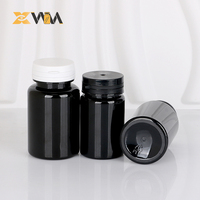 Pot en plastique couvercle en métal 200ml 250ml bouteilles de capsules en plastique transparent noir blanc, bouteilles de complément alimentaire médecine PET