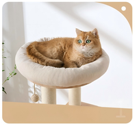 Arbre à chat en bois massif, arbre à chat intégré avec lit pour chat, tour pour chat domestique peu encombrante avec baril à gratter en sisal