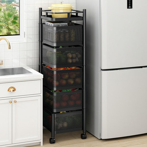 Hiện đại nhà bếp góc Kệ di chuyển xoay lưới giỏ lưu trữ giá đa chức năng đơn giản tổ chức cho đồ ăn kim loại - Product Image 3