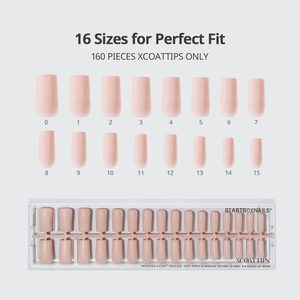 ปลายเล็บปลอม XCOATTIPS ทรงเหลี่ยมยาว สีนู้ดธรรมชาติ 160 ชิ้น ขายส่ง เจลนิ่ม X แบบเรียบ กดติดง่าย - Product Image 3