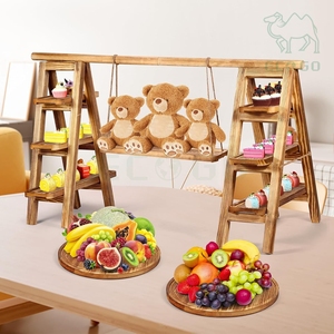 Support à fruits et buffet de desserts en bois de bambou pour table, support à cupcakes pour mariage, utilisation à la maison et en cuisine - Product Image 1