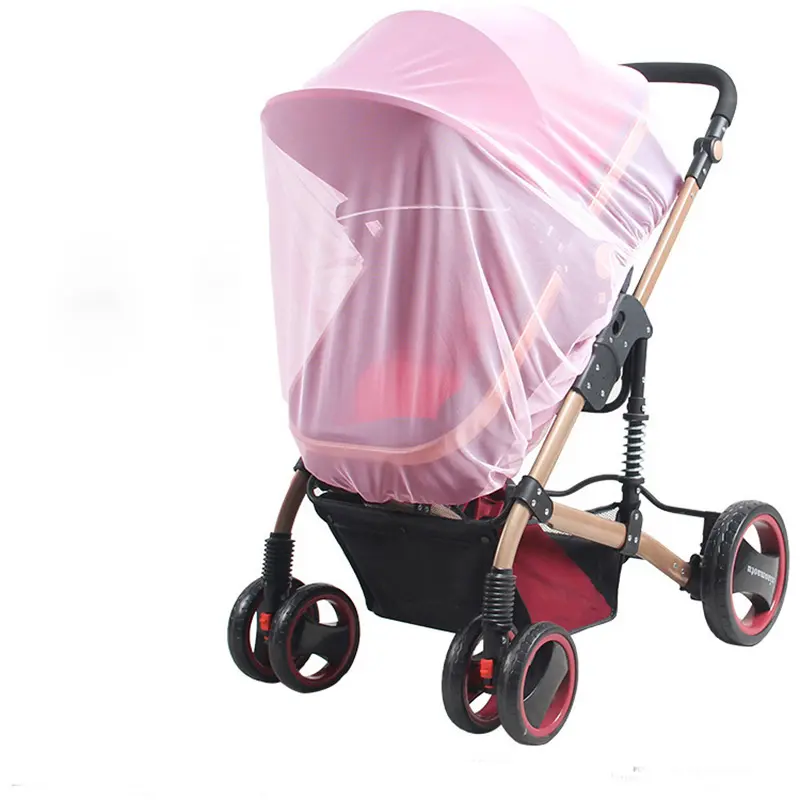 Carrinho de bebê portátil de nylon, cobertura completa, mosquiteiro com cores branca, azul, rosa