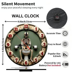 Round Wooden Wall <b>Clock</b> 25Cm <b>Hand</b> Finished Silent Non Ticking Home Decor Art <b>Clock</b> - Product Image 2