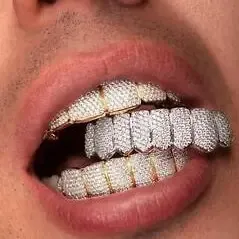 Grillz de Moissanita VVS Fina Invisible Personalizada, Entrega Rápida, Estilo Hip Hop, Chapado en Oro con Diamantes, para Bodas y Fiestas - Product Image 6