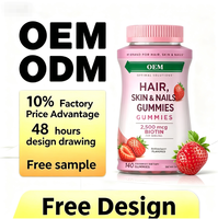Gummies personnalisées à la biotine 2500mcg pour cheveux, peau et ongles, complément vitaminique naturel, gummies beauté pour femmes, formule personnalisable OEM