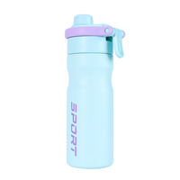 Bouteille d'eau sport créative isotherme anti-fuite pour activités de plein air, en acier inoxydable à double paroi avec poignée et paille