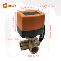 Vanne à boisseau sphérique motorisée Winvall à commande de débit, vanne en laiton motorisée 3 voies, vanne électrique actionnée 24 V CA pour eau froide/chaude
