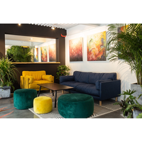 Sofá de Oficina Moderno de 3 Plazas en Cuero Sintético, Sofá Modular Curvo para Visitas, Recepción Comercial, Vestíbulo de Oficina
