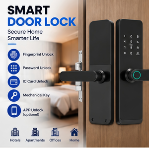 Serrure de porte d'entrée intelligente Wi-Fi personnalisée de haute qualité, application Tuya, code biométrique, mot de passe, serrure à empreintes digitales - Product Image 1