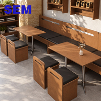 Ensemble table et chaises de restaurant SEM, table en contreplaqué, chaises rembourrées, mobilier moderne pour café et bistrot, vente en gros