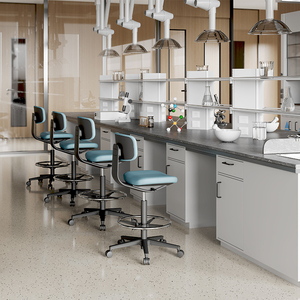 Ghế phòng thí nghiệm y tế không có cánh tay ghế công nghiệp cho phòng thí nghiệm nhựa nhân viên văn phòng làm việc ghế phòng thí nghiệm với bánh xe - Product Image 1