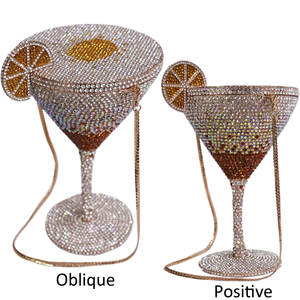 Sac de soirée tendance pour femme, forme verre à <span class=keywords><strong>martini</strong></span>, orné de cristaux et strass, sac à main de créateur idéal pour les soirées - Product Image 4