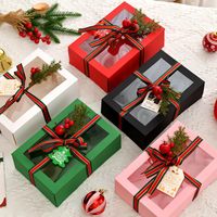 Boîtes cadeaux de Noël pour fenêtre, en papier rouge, pour pâtisseries, friandises, cadeaux de fête de Noël, pour biscuits, bonbons, desserts