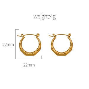 Hoop Earrings Gold Stainless Steel Bamboo Joint Style For Women Fashion Jewelry - Product Image 4