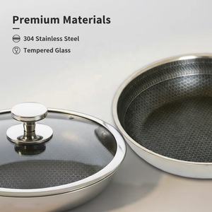 22cm çift taraflı BPA içermeyen ve gıda sınıfı üç katlı paslanmaz çelik olmayan etiket kızartma tavası aile yemekleri için - Product Image 2