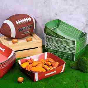 Party Supplies 5 Lb <b>Trays</b> Football <b>Paper</b> Food Boats Disposable Serving <b>Tray</b> - Product Image 2