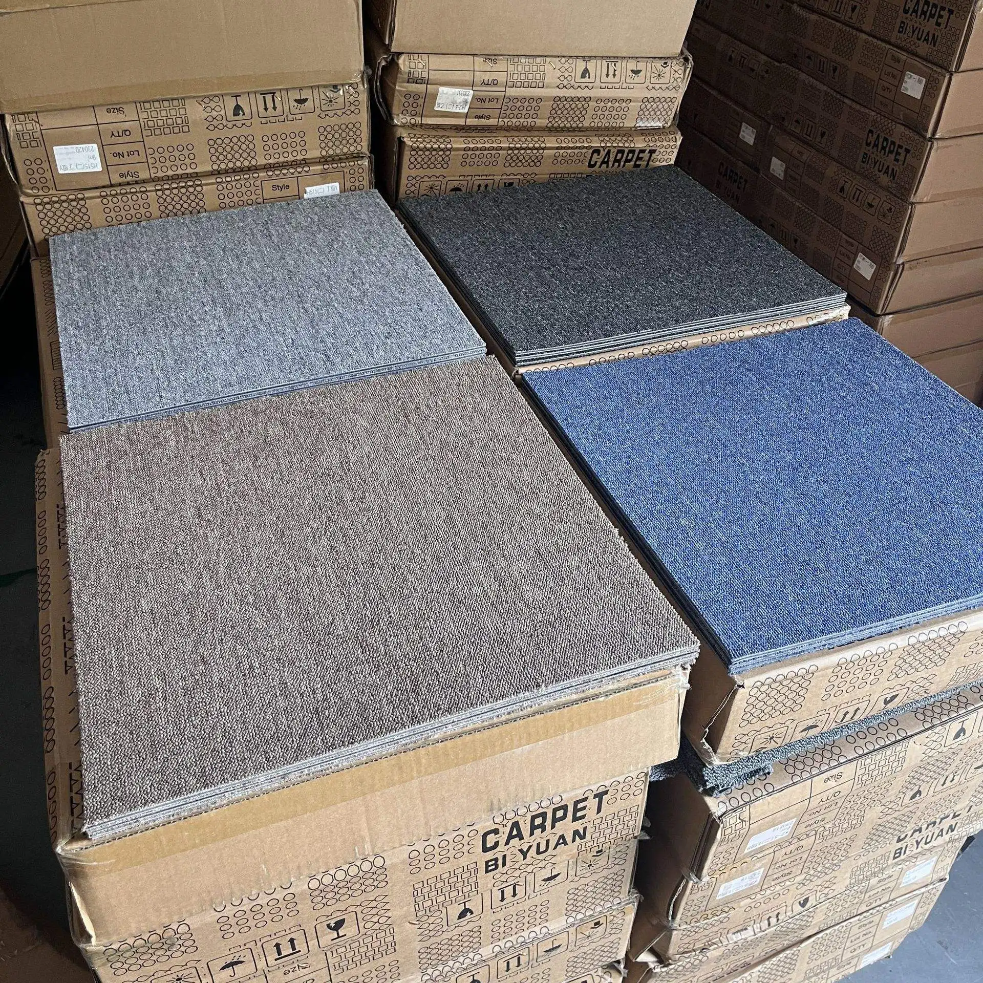 2024 Commercial Luxury 50x50 Office Floor Carpet Tiles Hot Sell 60x60 Square PVC Asphalt Back Nylon 60x60 PP Polyester-for Home