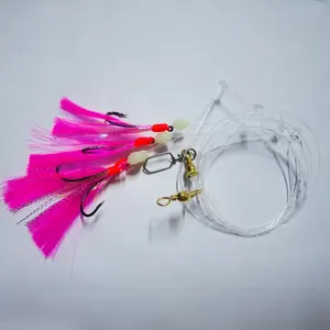 Sabiki Rig For Boat Fishing Saltwater Flasher Fish Skin Feather Sabiki Bait Rigs fishing lures with 4 hook