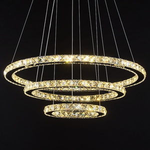 Zeal Lighting Anillo de cristal plateado Anillo LED Candelabros Accesorio Luz circular LED moderna utilizada para techo - Product Image 6