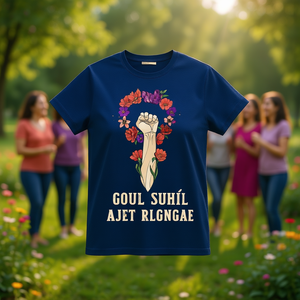 T-shirt da donna a maniche corte girocollo con stampa floreale, regalo femminista per la Giornata Internazionale della Donna, 100% cotone jersey - Product Image 2