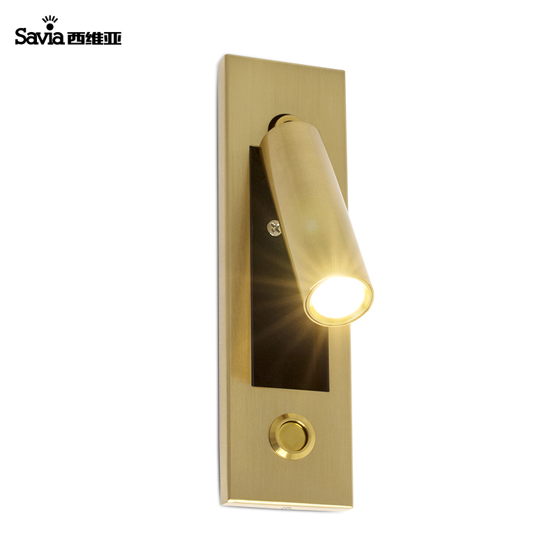 Saiva LED COB Алюминиевый сплав, латунный декоративный прикроватный светильник для чтения, настенный светильник, утопленное крепление с выключателем ВКЛ./ВЫКЛ. Для дома