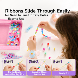 Kids Jewelry DIY <b>Making</b> Kit <b>Bead</b> <b>Bracelet</b> Charm Craft Set Children Creative Ribbon Accessories Activity MIDEER - Product Image 4