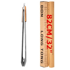 CL-1013 Pinzas Extra Largas <span class=keywords><strong>de</strong></span> 80cm <span class=keywords><strong>para</strong></span> Barbacoa, Brasero y Carbón, con Mango <span class=keywords><strong>de</strong></span> Madera <span class=keywords><strong>de</strong></span> Acacia Resistente y Estructura <span class=keywords><strong>de</strong></span> Acero Inoxidable - Product Image 1