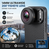 Objectif Fisheye universel GiAi pour téléphone portable, ultra grand angle 14 mm, 200 degrés, pour étui de calibre 17 mm