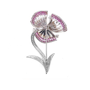 เข็มกลัดคริสตัลทับทิมสำหรับชุดแต่งงานแฟชั่นเข็มกลัดเคลือบดอกไม้เครื่องประดับเงิน925สำหรับผู้หญิง - Product Image 4