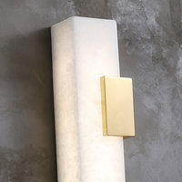 Applique murale LED en cuivre et albâtre de luxe français, style moderne et simple, bande lumineuse 3000K, pour salon, chambre, couloir, éclairage décoratif.