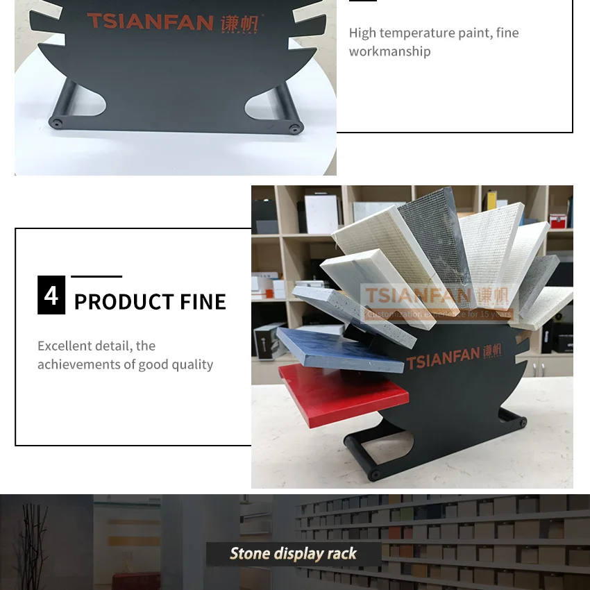 Factory Custom Size Table Top Metal Slotted  Sample Artificial Mabler Granite Quartz Stone Ceramic Tile Display Rack