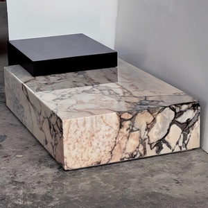 ModernLuxury Calidad Precio barato Mesa auxiliar moderna Nordic <span class=keywords><strong>Kaia</strong></span> Calacatta Viola Mármol Zócalo Bloque Mesa de centro grande Sala de estar - Product Image 1