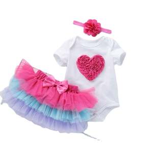 เสื้อผ้าเด็กชุดเซ็ตใหม่ขายส่งราคาพิเศษ เสื้อยืดลายดอกไม้และชุดเดรสยาวลายทางหลากสี - Product Image 1