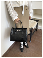 Sac fourre-tout de luxe léger pour femme en similicuir croco, sac à bandoulière en PU multi-compartiments, clous métalliques au fond, logo personnalisé