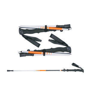 Bâtons <span class=keywords><strong>de</strong></span> <span class=keywords><strong>ski</strong></span> télescopiques pliables en alliage d'aluminium à cinq sections avec poignée droite pour la randonnée, les sports <span class=keywords><strong>de</strong></span> plein air et le tout-terrain - Product Image 3