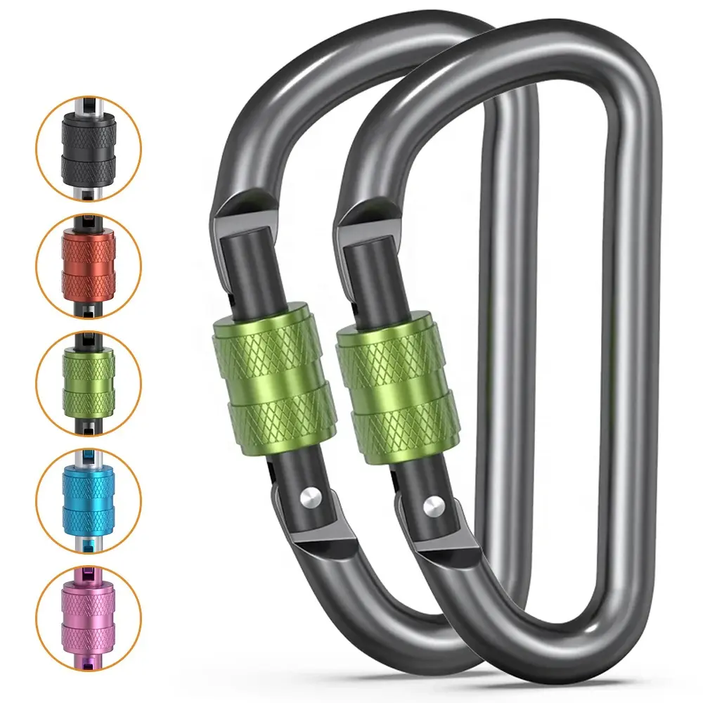 Klip Carabiner Mini gerbang sekrup portabel, untuk gantungan kunci, Kemah, Hiking, Backpacking, memancing, klip Carabiner aluminium
