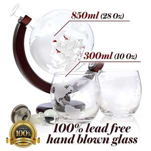OEM 2021 whisky liquori liquori Decanter decorazione, inciso a forma di globo <span class=keywords><strong>mondo</strong></span> Decanter, supporto in fibra di vetro nave a vela - Product Image 5