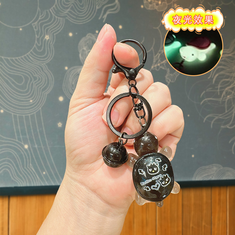 Cartoon luminous little turtle keychain-black bird