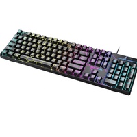 Clavier de jeu mécanique filaire USB BAJEAL ergonomique 104 touches avec rétroéclairage LED RGB, fonctionnement à membrane, étanche, en plastique, 12 postes de travail
