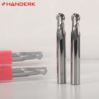 Herramientas de corte de aluminio de precisión HANDERK HRC55 Juego de fresa de punta de bola de carburo de tungsteno de 2 flautas con sin recubrimiento