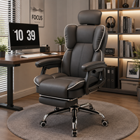 Chaise de bureau/jeu en cuir avec dossier inclinable, pivotant à 360 degrés, accoudoirs réglables – Confortable pour la maison et le dortoir